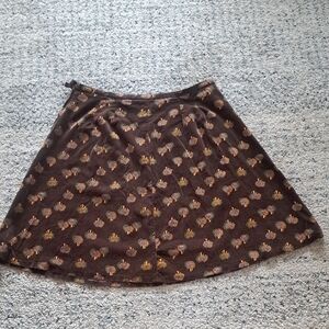 Source Unknown Brown A-Line Skirt with Pattern